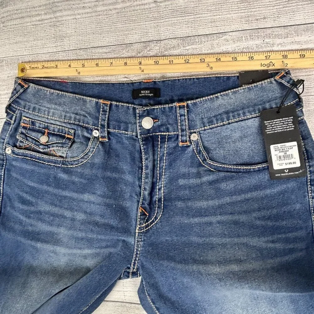 True Religion Ricky Relaxed Straight Mens Blue Jeans Size 38x34